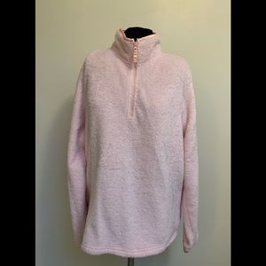 Lands’s End Light Pink 1/4 Zip Shaggy Teddy Bear Fleece Pullover Top Large 14-16